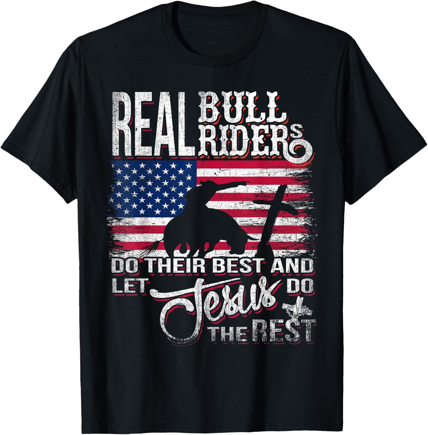 Christian Bull-Rider Bull Riding Jesus Western Sports T-Shirt - T-Shirt | Black