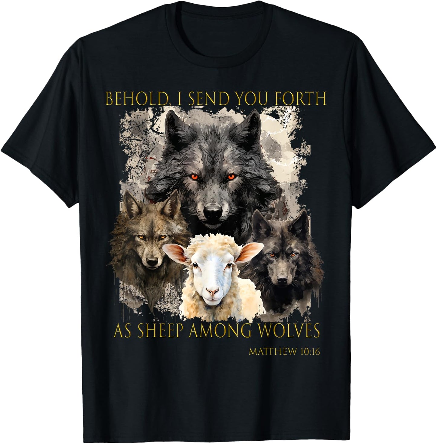 Christ Sheep among wolves John 3:16 Yeshua Religious Gospel T-Shirt - T-Shirt | Black