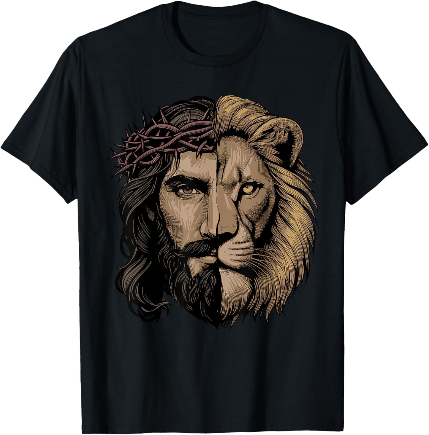 Jesus Shirt Christian Inspiration Jesus Lion Of Judah T-Shirt - T-Shirt | Black