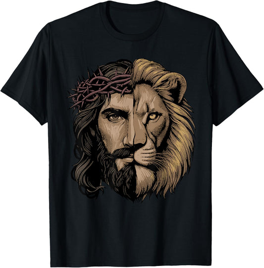 Jesus Shirt Christian Inspiration Jesus Lion Of Judah T-Shirt - T-Shirt | Black