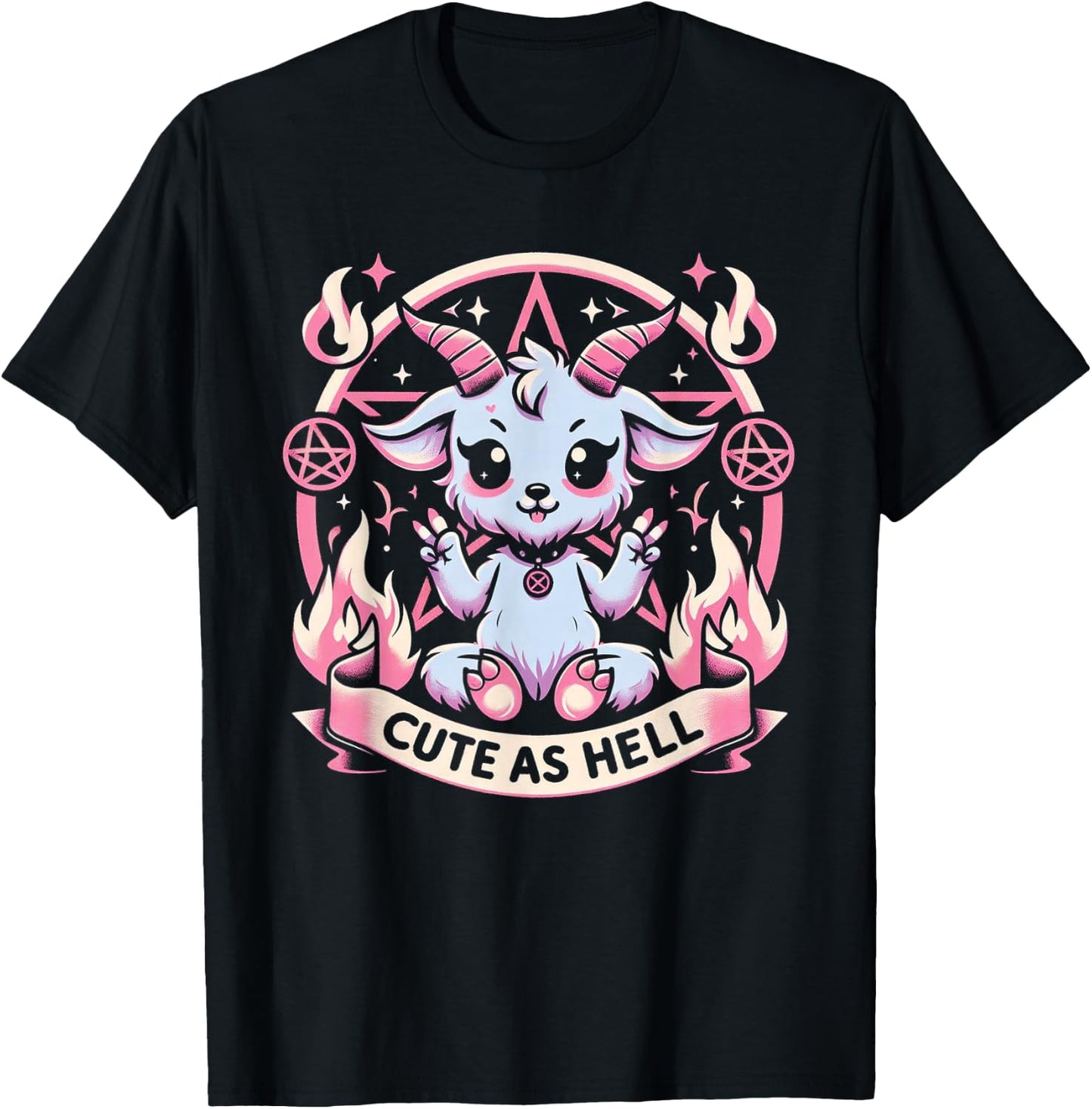 Pastel Goth Cute As Hell Kawaii Baphomet Emo Gothic T-Shirt - T-Shirt | Black