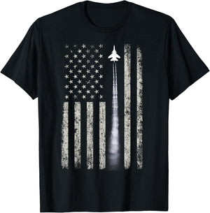 Patriotic American Flag Airplane Enthusiast Pilot Gift Men T-Shirt - T-Shirt | Black