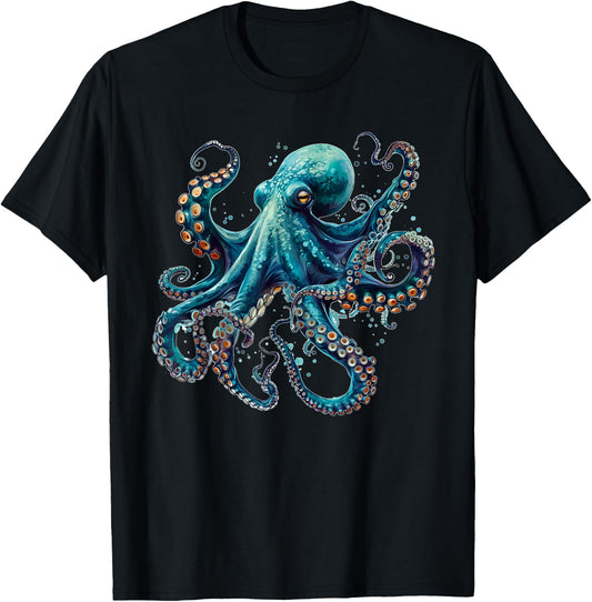 Cool blue octopus T-Shirt - T-Shirt | Black