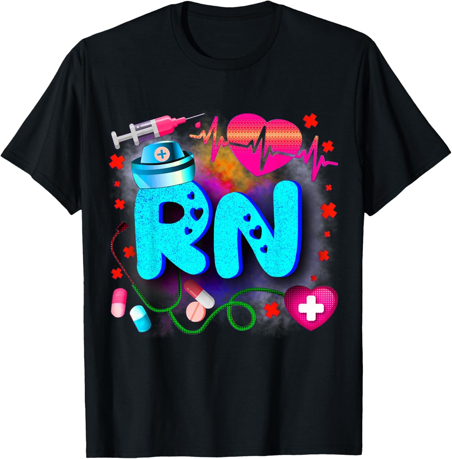 Registered Nurse RN - Tie Dye Registered Nurse Funny RN T-Shirt - T-Shirt | Black