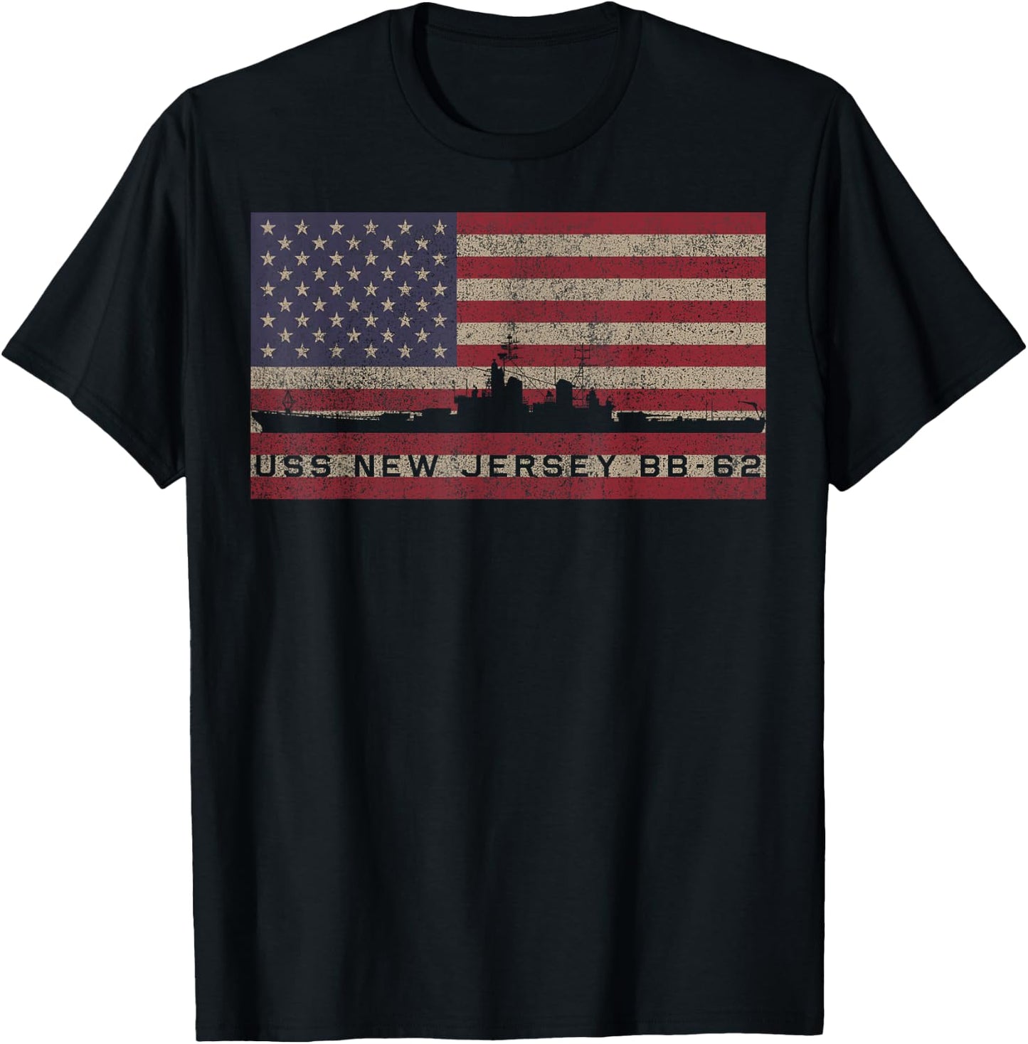 USS New Jersey BB-62 WW2 Battleship USA American T-Shirt - T-Shirt | Black