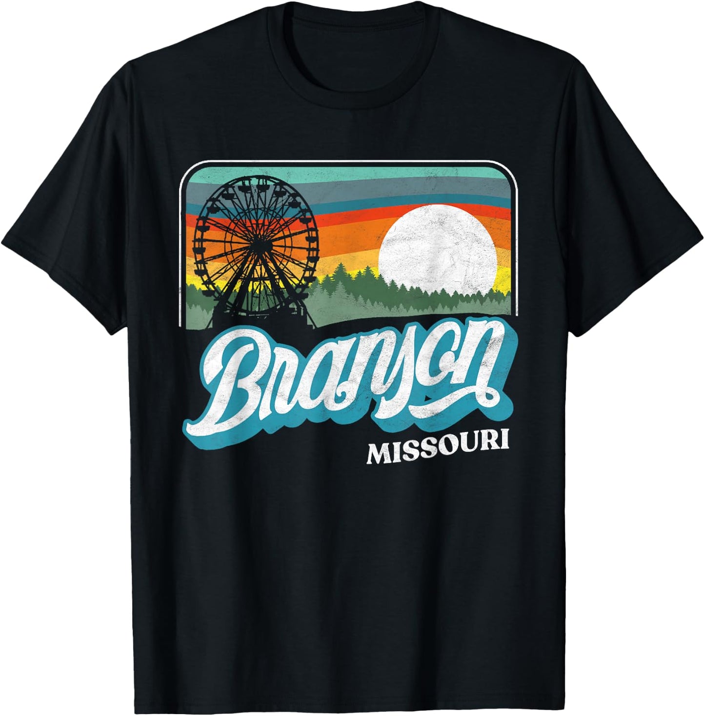 Branson Missouri Vintage 80s Style Retro Distressed T-Shirt - T-Shirt | Black