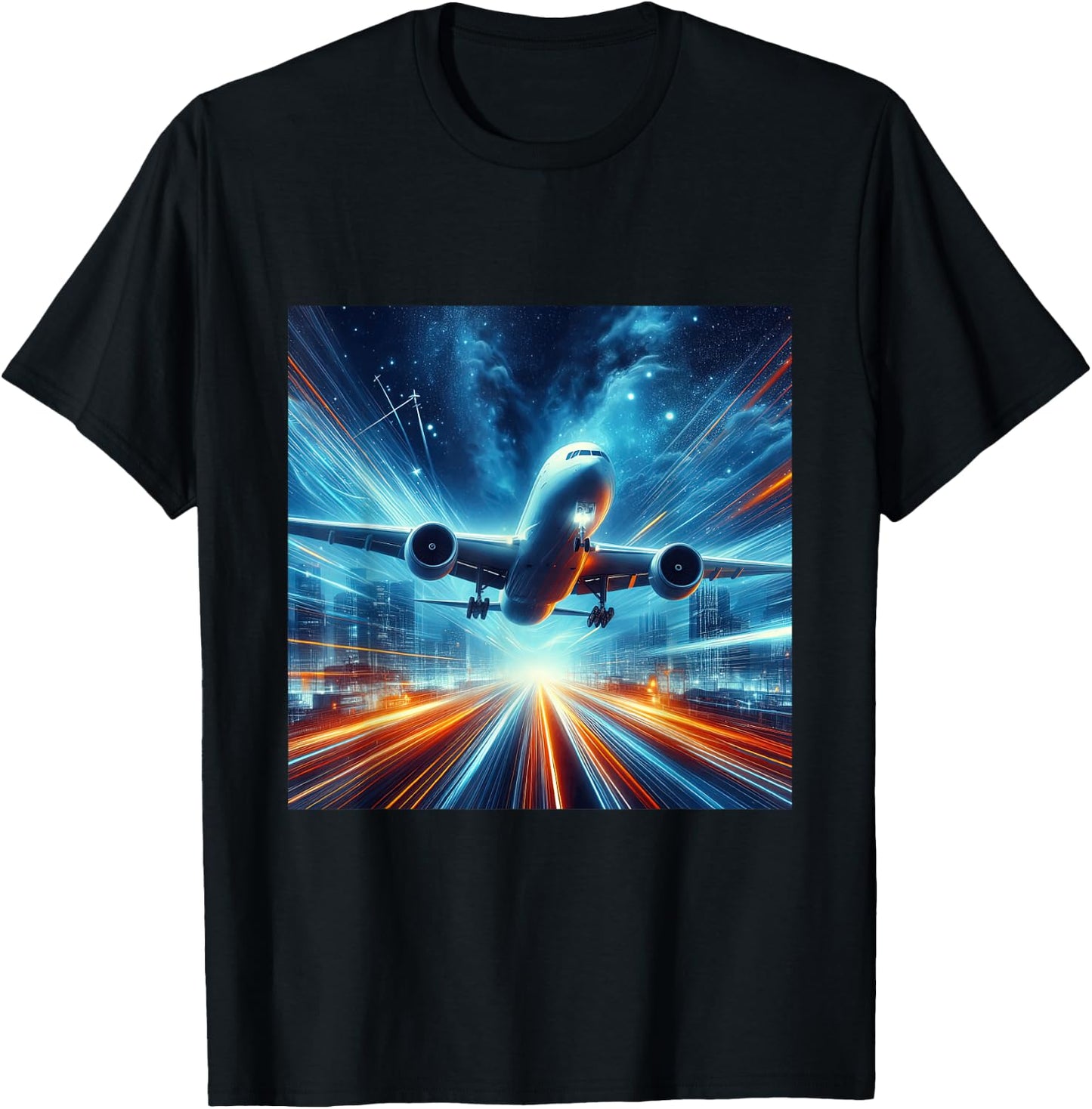 B-777 Aircraft Aviation Airplane Airport Runway Landing T-Shirt - T-Shirt | Black