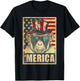 Monkey Merica Vintage American Flag 4th Of July T-Shirt - T-Shirt | Black