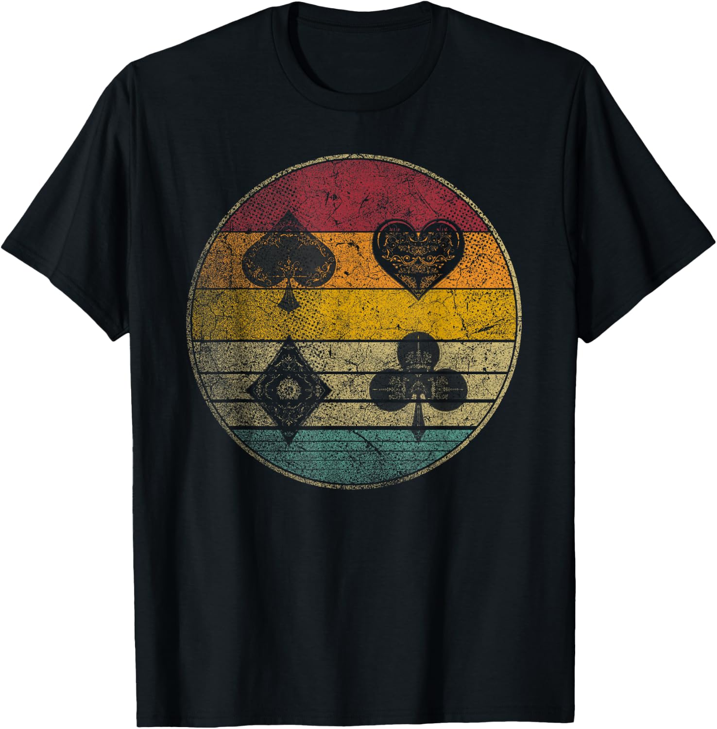 Poker Cards Game Vintage Retro Style Distressed Men Women T-Shirt - T-Shirt | Black