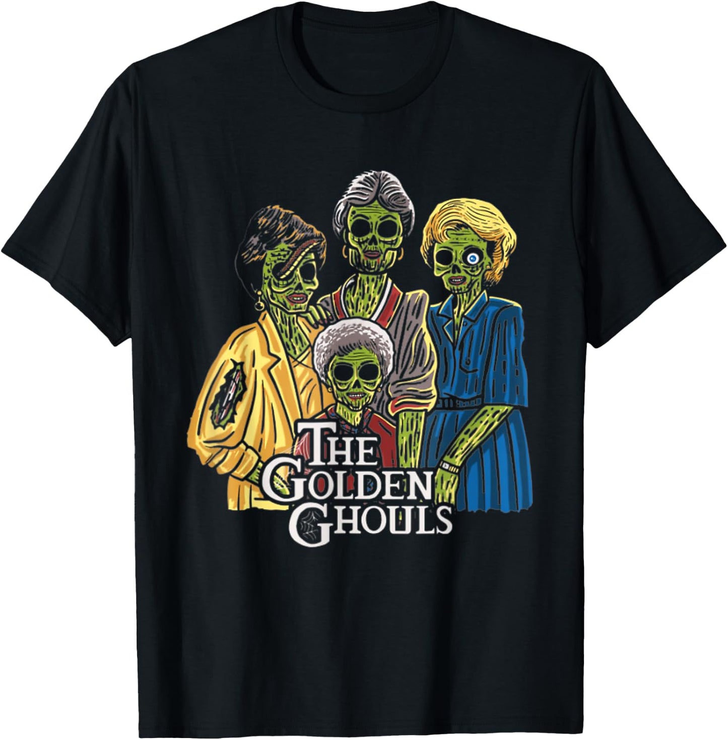 Vintage The Golden Ghouls Funny Gift Women Halloween T-Shirt - T-Shirt | Black