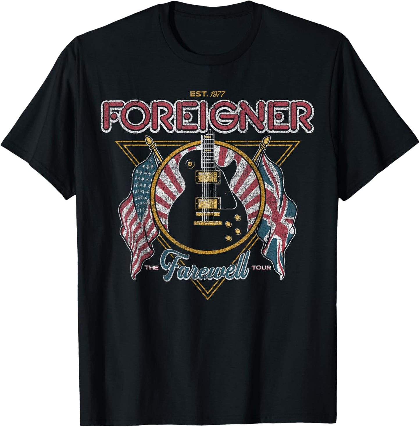 Foreigner Guitar Flag T-Shirt - T-Shirt | Black