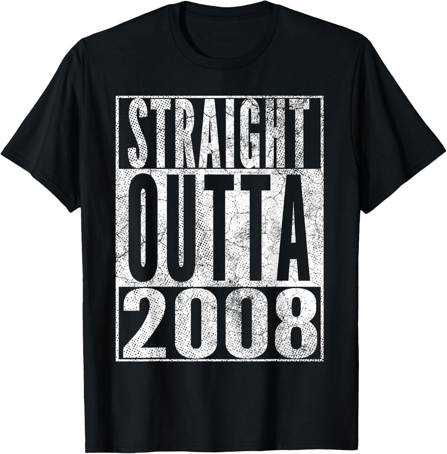 Straight Outta 2008 17th Birthday Gift 17 Years Old T-Shirt - T-Shirt | Black
