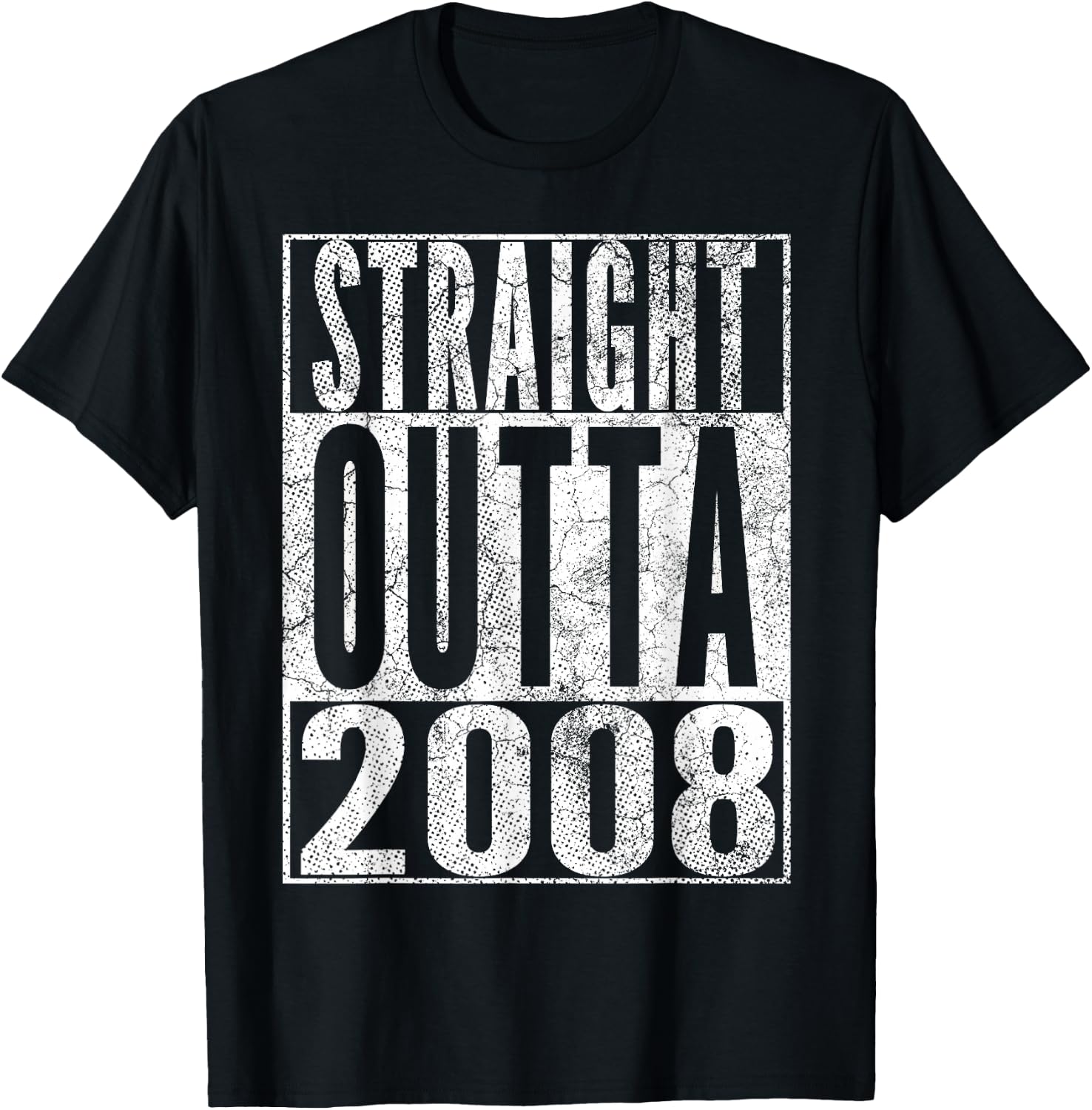 Straight Outta 2008 17th Birthday Gift 17 Years Old T-Shirt - T-Shirt | Black