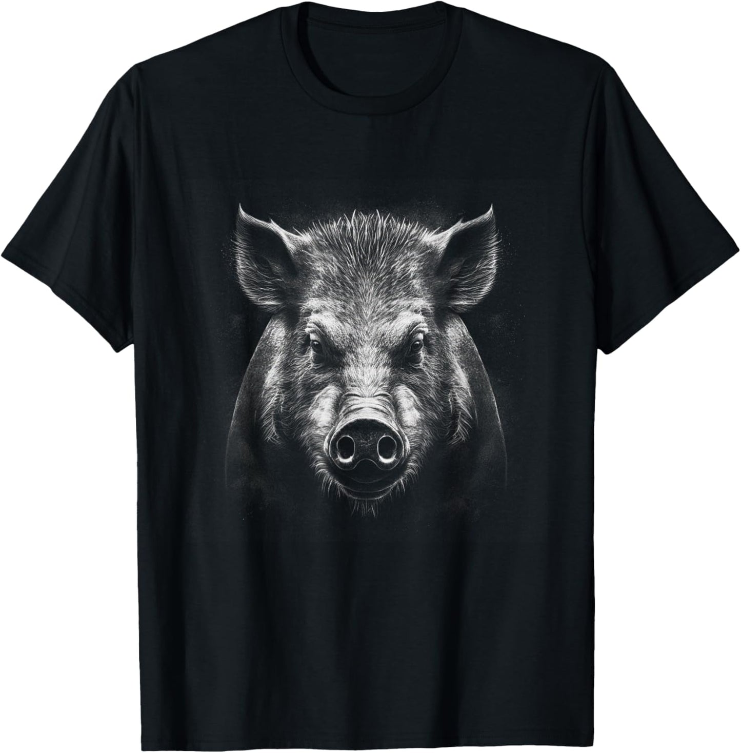 Wild Boar Face - Boar's Front Facing Head T-Shirt - T-Shirt | Black