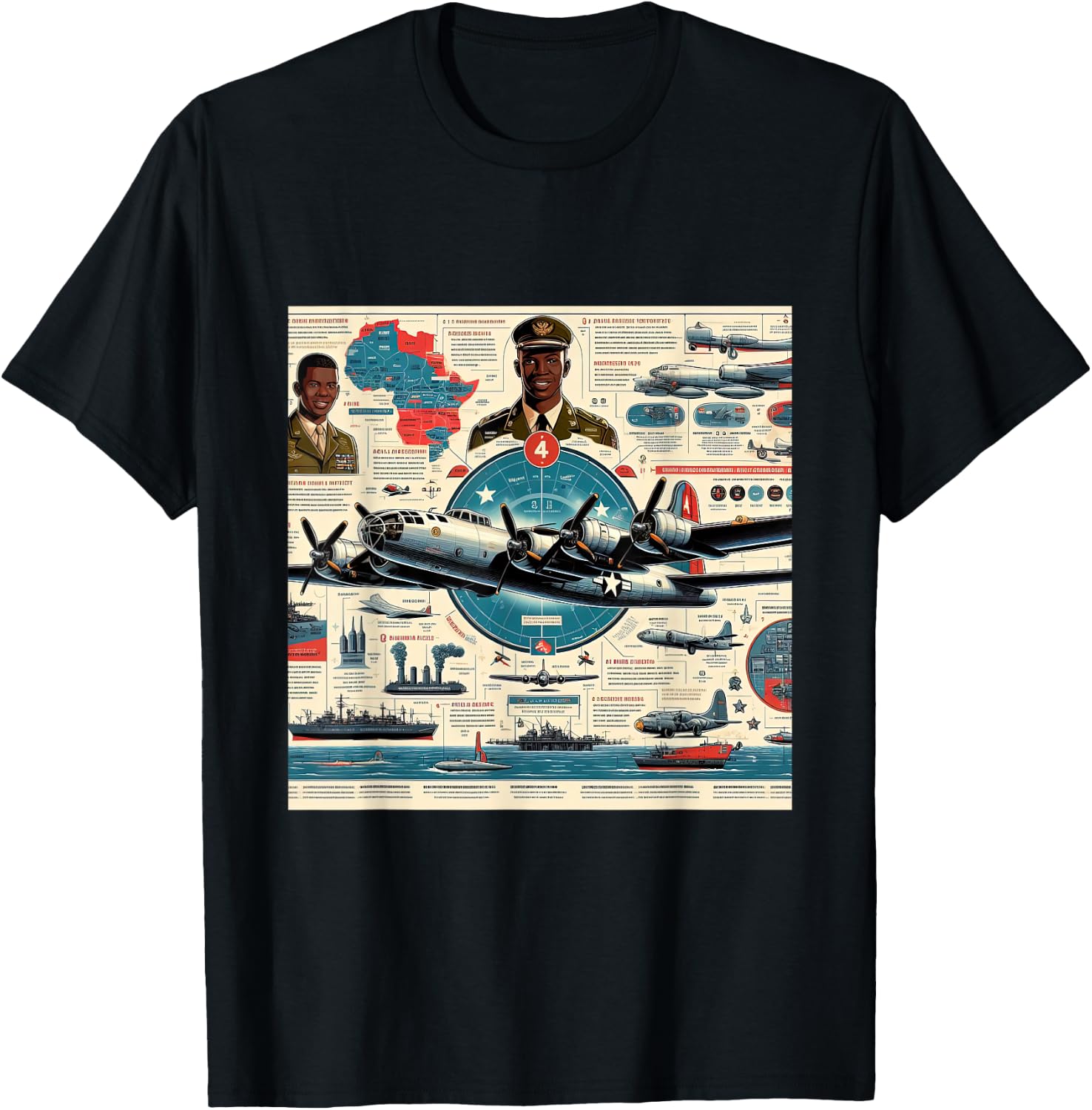 B29 Superfortress WW2 Warplane Airplane Infographics T-Shirt - T-Shirt | Black