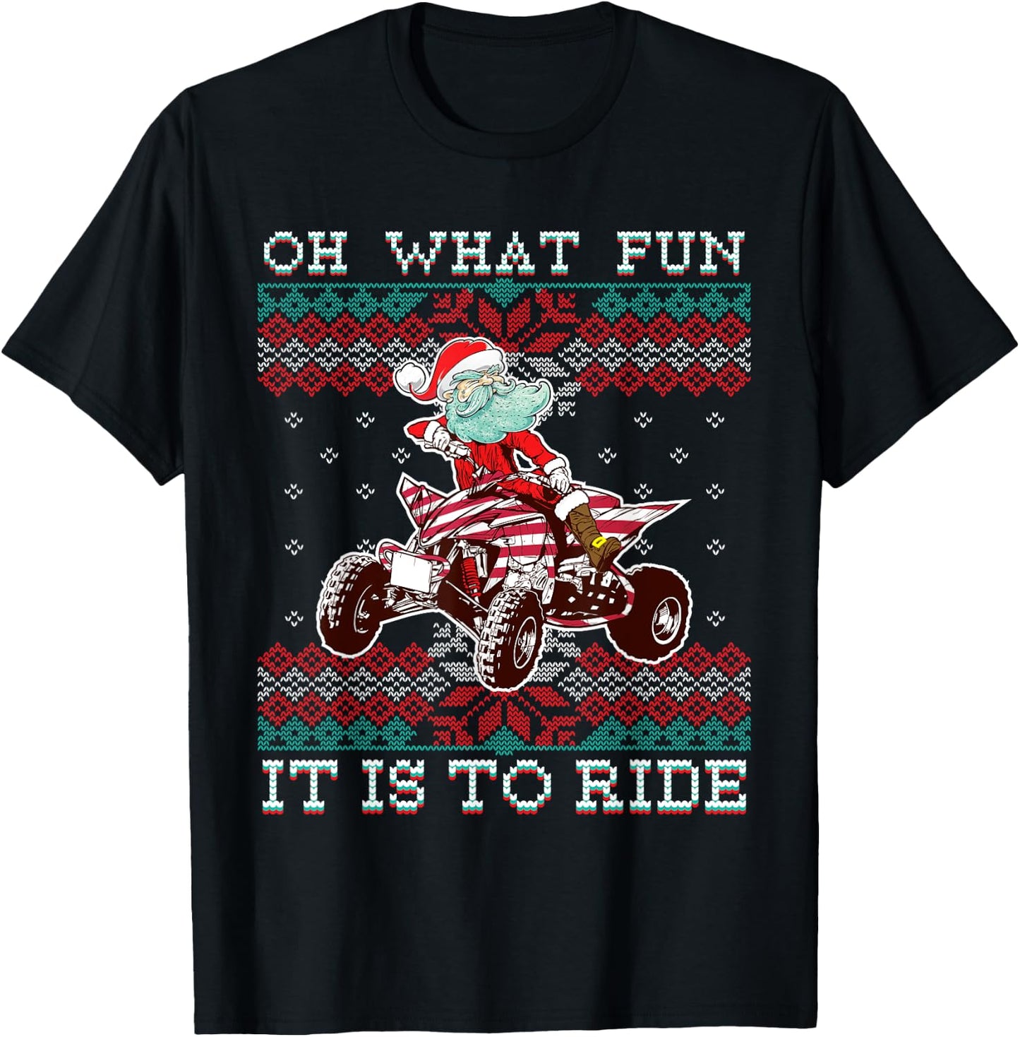 Christmas All-Terrain Vehicles Santa Claus Four-Wheeler ATV T-Shirt - T-Shirt | Black