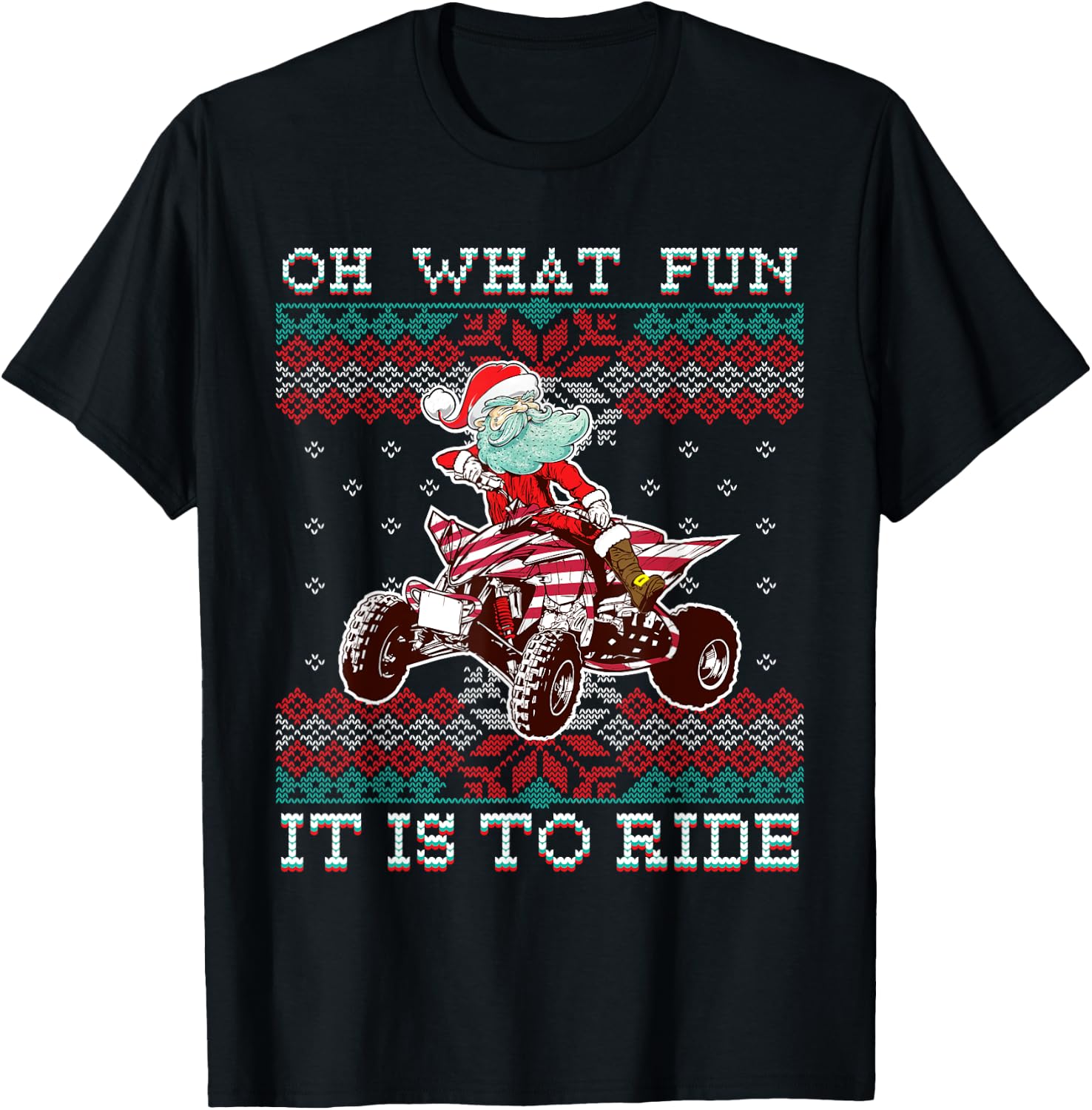 Christmas All-Terrain Vehicles Santa Claus Four-Wheeler ATV T-Shirt - T-Shirt | Black