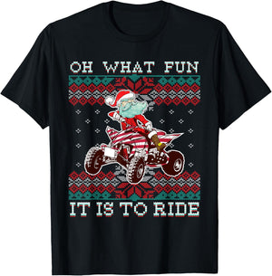 Christmas All-Terrain Vehicles Santa Claus Four-Wheeler ATV T-Shirt - T-Shirt | Black