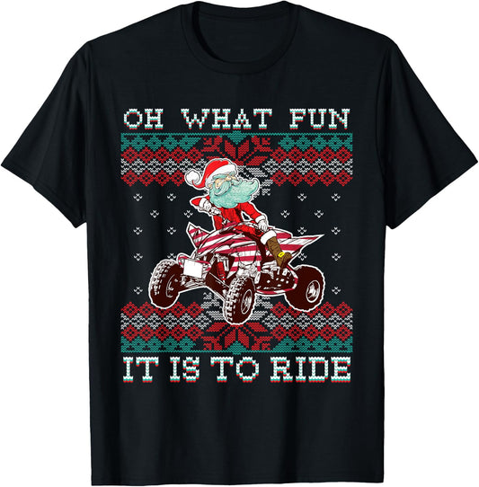 Christmas All-Terrain Vehicles Santa Claus Four-Wheeler ATV T-Shirt - T-Shirt | Black