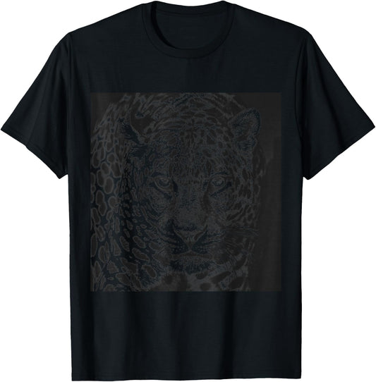 Snow Leopard Cheetah Jaguar Panther Cat Face Black Gift T-Shirt - T-Shirt | Black
