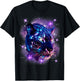 Cosmic Cheetah Leopard Tiger Purple Galaxy Stars Celestial T-Shirt - T-Shirt | Black