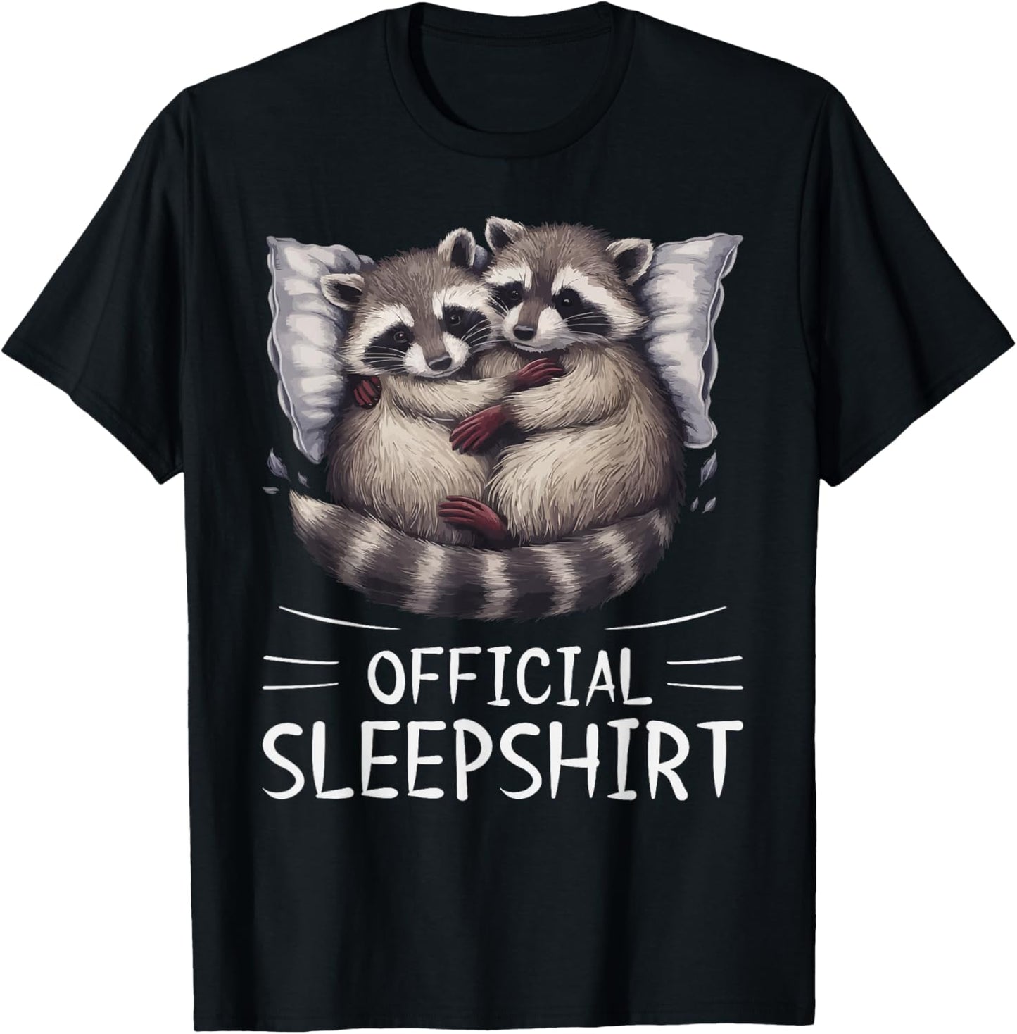 Official Sleepshirt Raccoon Pajamas Racoon T-Shirt - T-Shirt | Black
