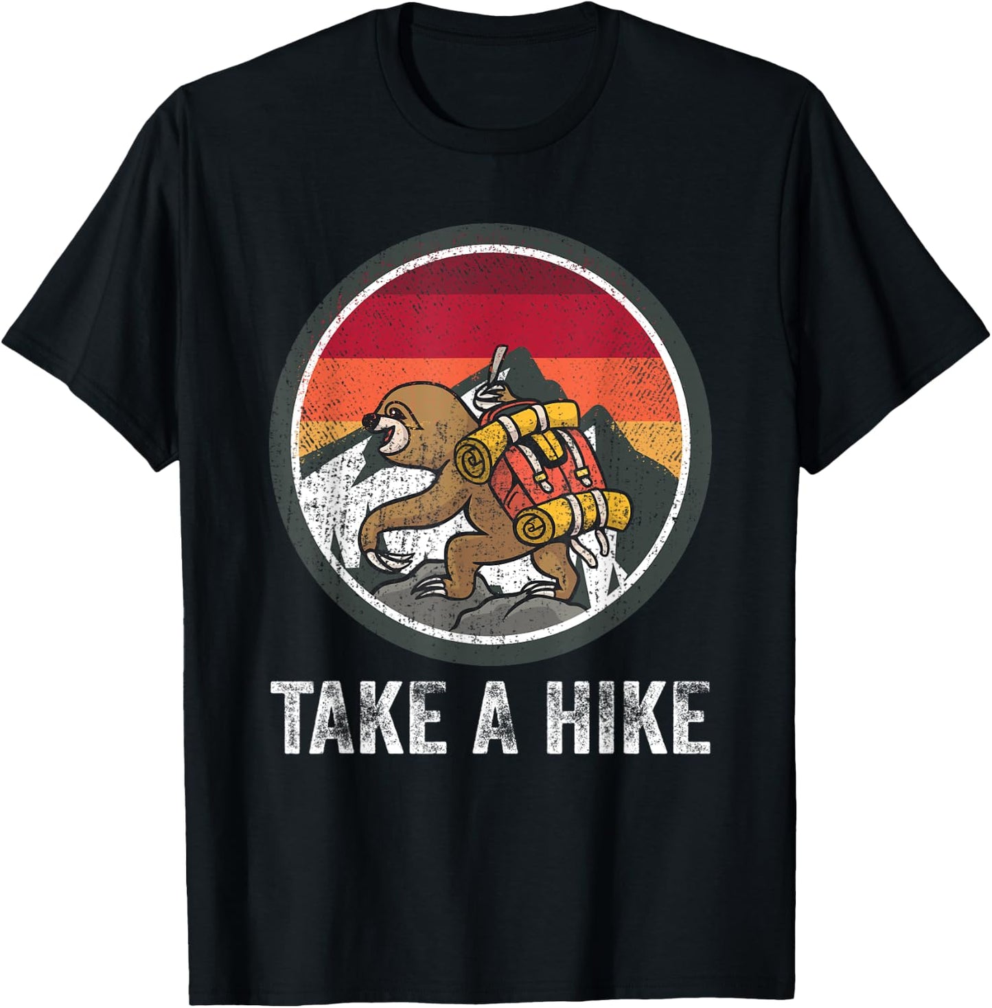 Take A Hike Retro Hiker Sloth Hiking Trekking Fun Kids Boys T-Shirt - T-Shirt | Black