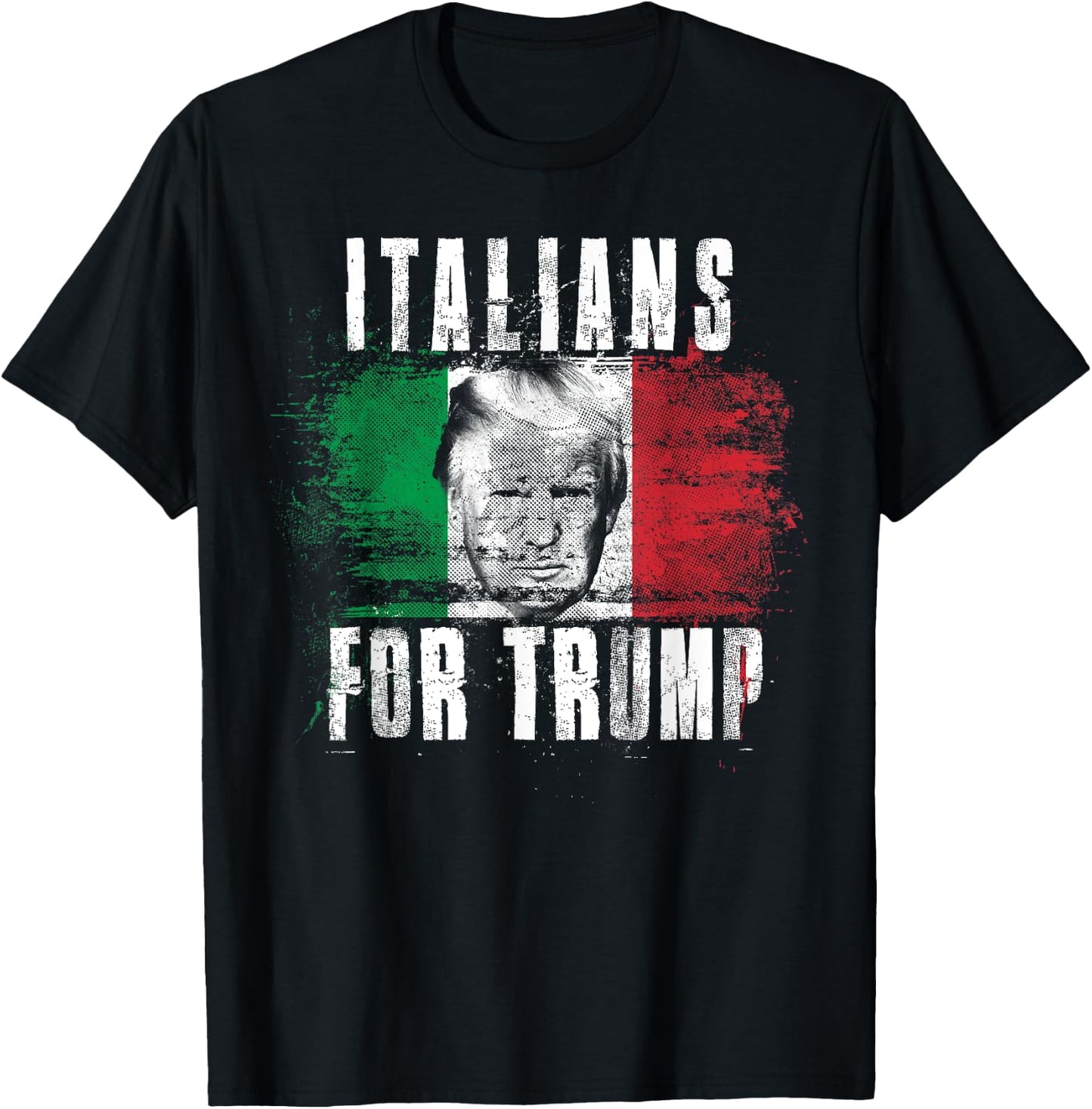 Italians For Trump - American and Italy Patriotic T-Shirt - T-Shirt | Black