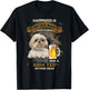 Happiness is an old man with a beer and a shih tzu T-Shirt - T-Shirt | Black