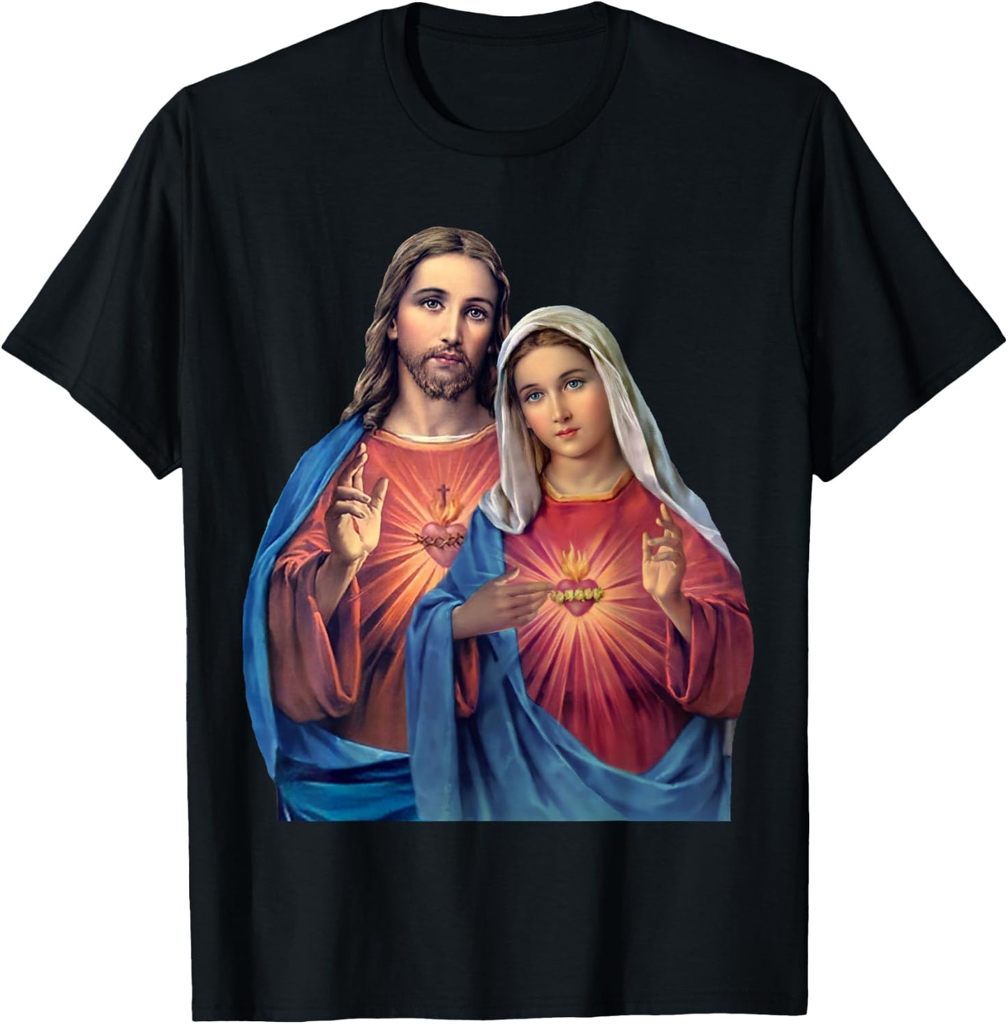 Hearts of Jesus and Mary very close together (Twin Hearts) T-Shirt - T-Shirt | Black