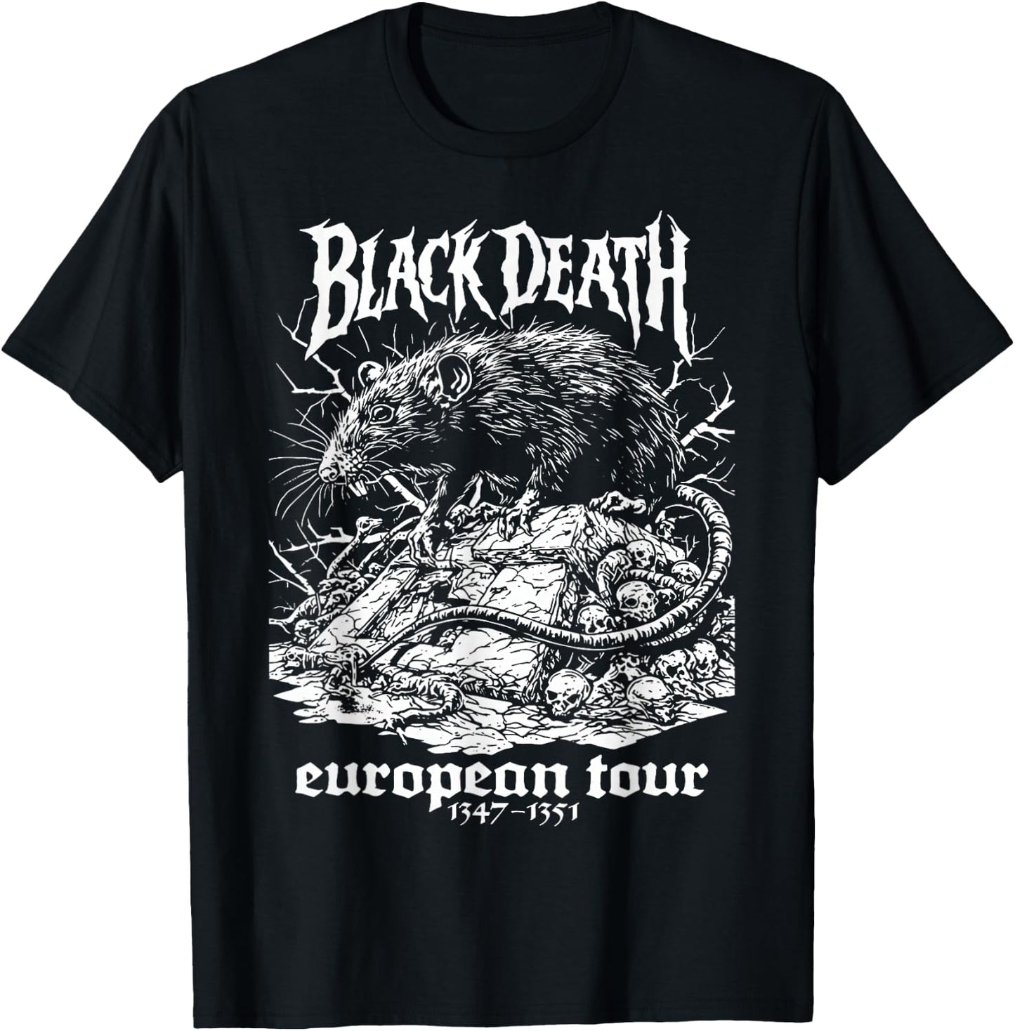Black Death European Tour Plague Rat Medieval History Goth T-Shirt - T-Shirt | Black