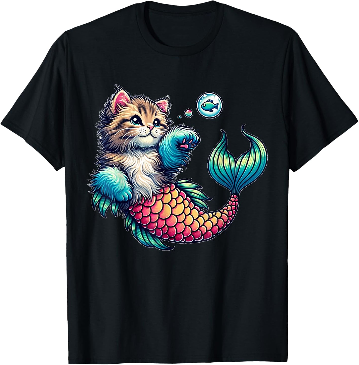 Purrmaid Cat Mermaid for Mermaid Lovers Cat Moms & Girls T-Shirt - T-Shirt | Black