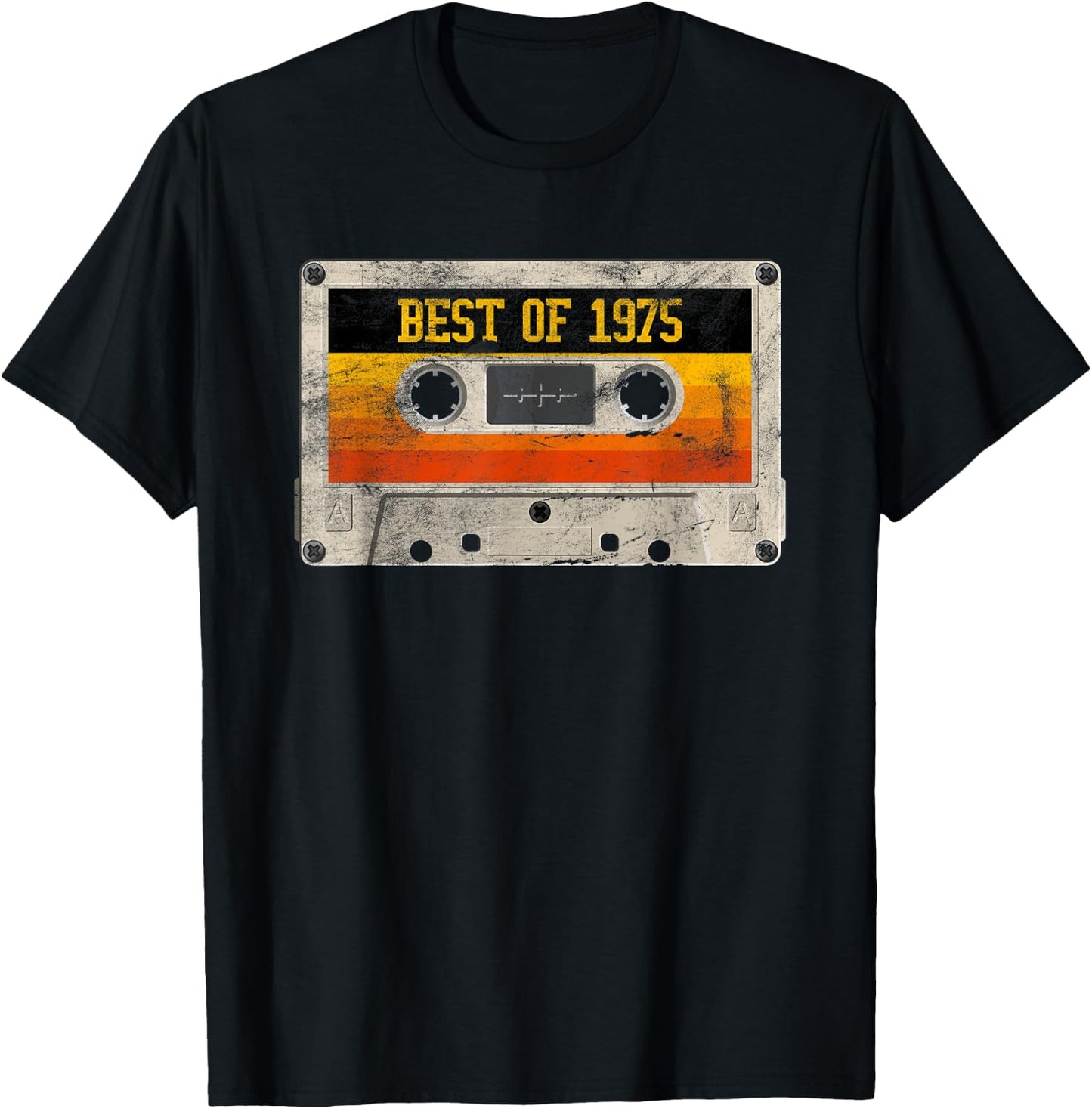 Best of 1975 46th Birthday Gifts Cassette Tape Vintage Retro T-Shirt - T-Shirt | Black
