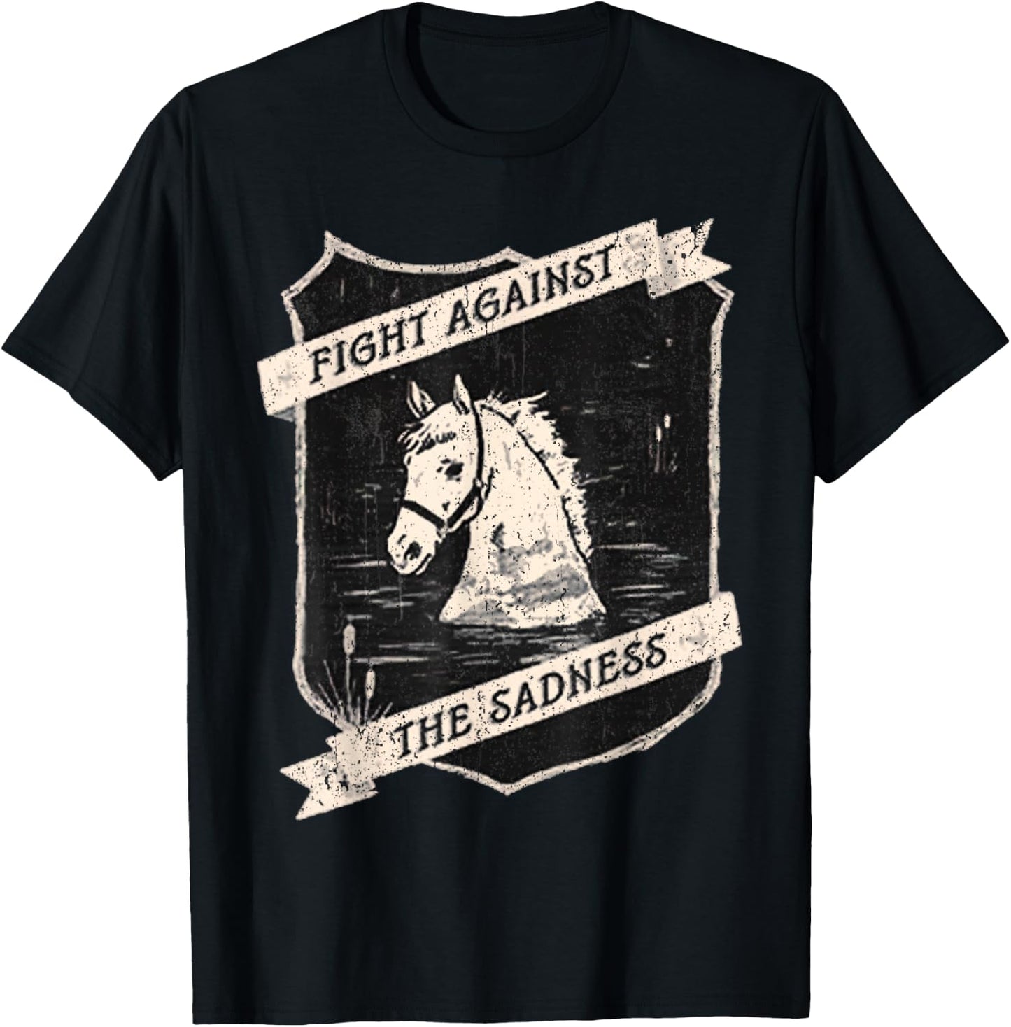 Vintage Fight Against The Sadness T-Shirt - T-Shirt | Black