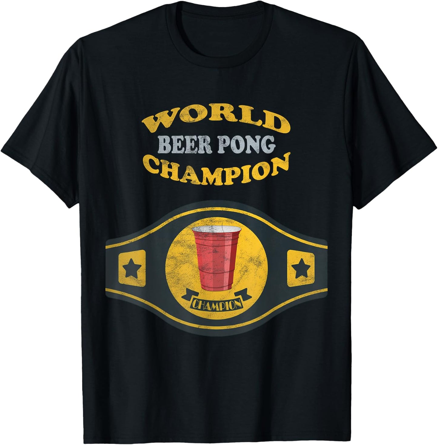 Beer Pong World Champion Vintage Retro T-Shirt - T-Shirt | Black