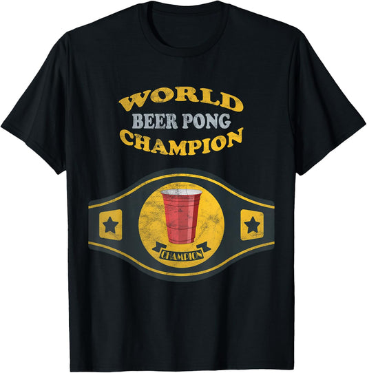 Beer Pong World Champion Vintage Retro T-Shirt - T-Shirt | Black