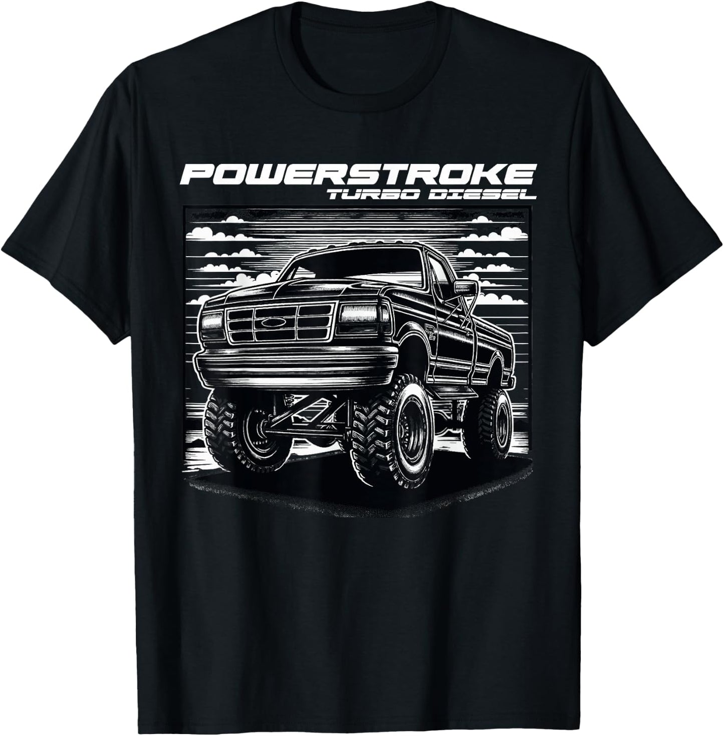 OBS Single Cab Old Body Style Retro Powerstroke Diesel Truck T-Shirt - T-Shirt | Black