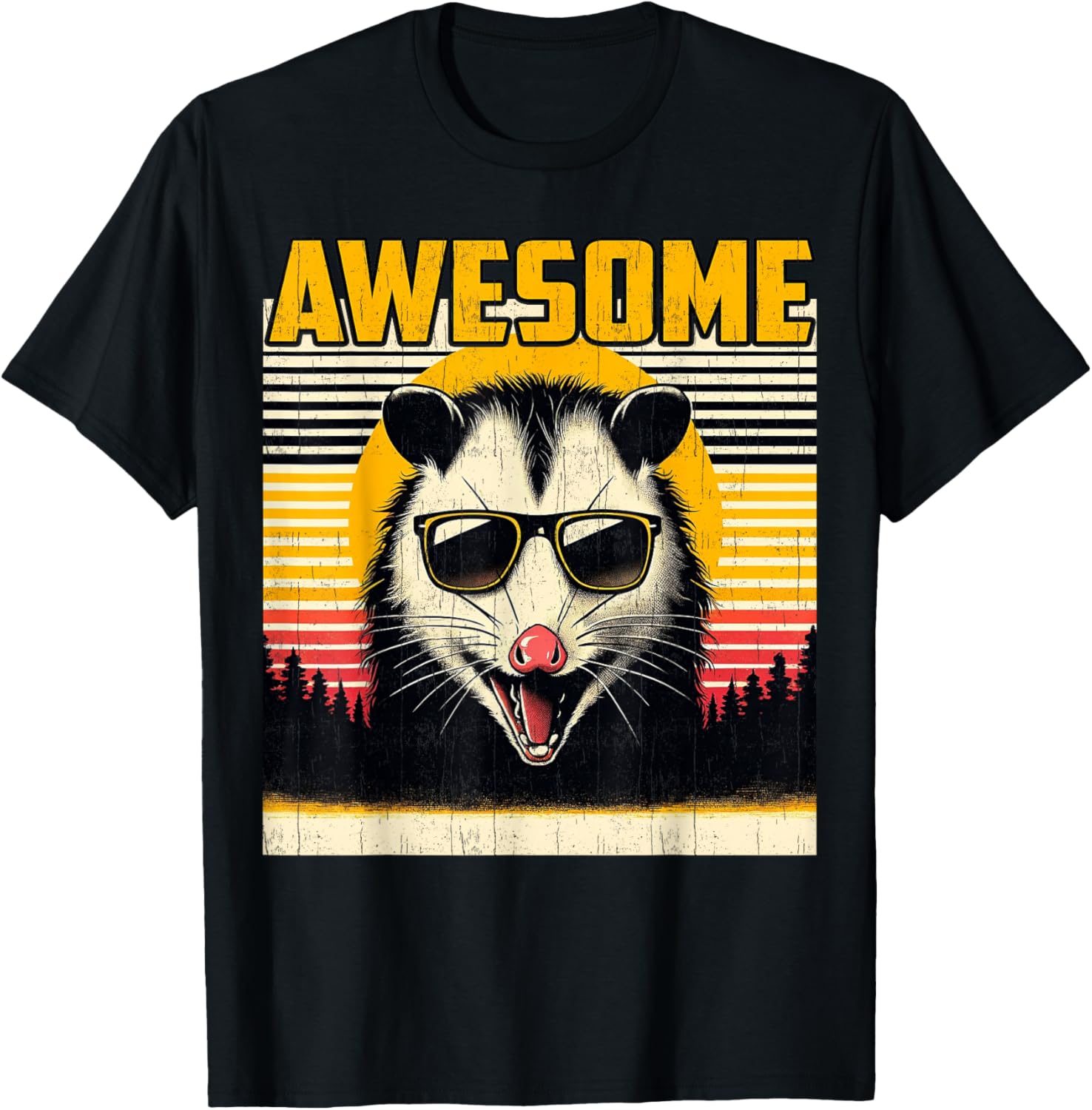 Men Possum Opossum Funny Trash Animal Vintage Lover Awesome T-Shirt - T-Shirt | Black