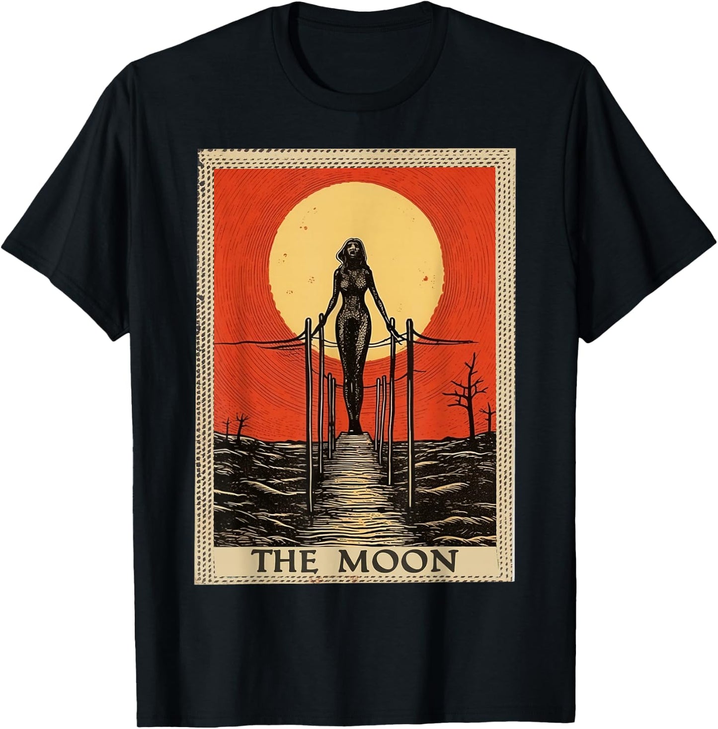 Classic Tarot Card The Moon T-Shirt - T-Shirt | Black