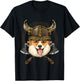 Viking Corgi Dog with Viking Helmet Mjolnir Axes T-Shirt - T-Shirt | Black