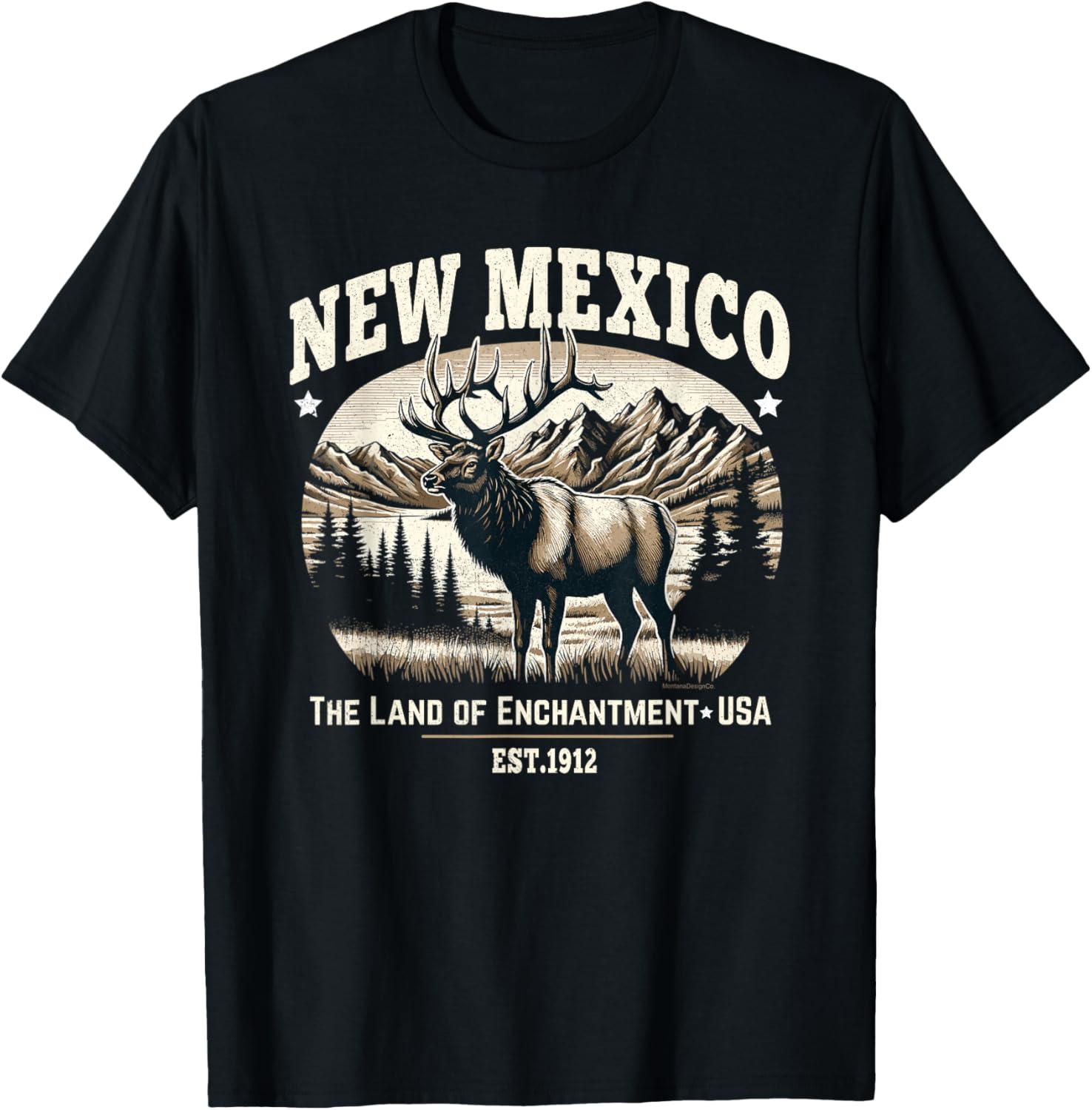 New Mexico Rocky Mountain Elk, Land of Enchantment T-Shirt - T-Shirt | Black