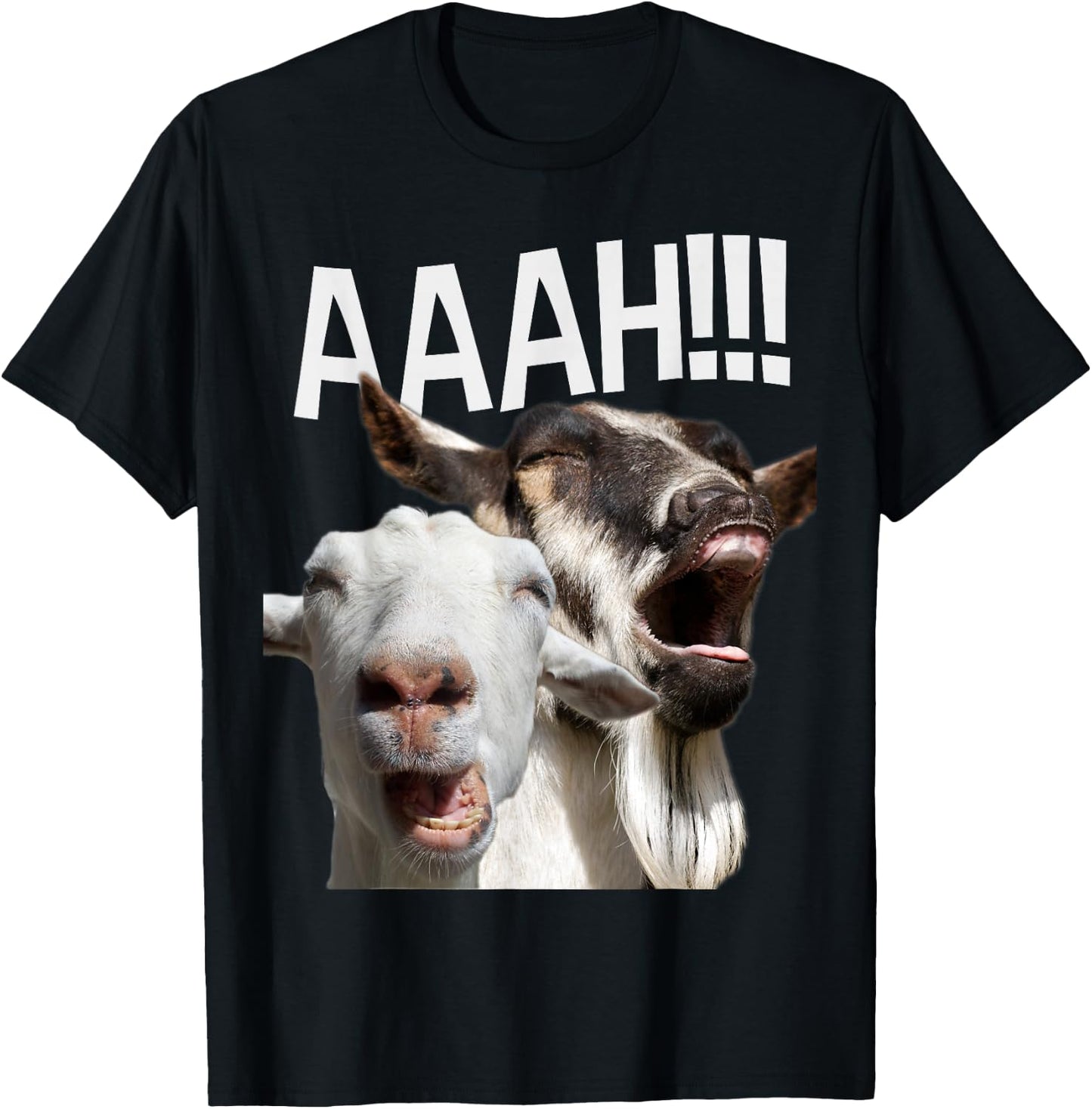 Screaming Goats AAAH!!! Funny Crazy Goat Lover Print T-Shirt - T-Shirt | Black
