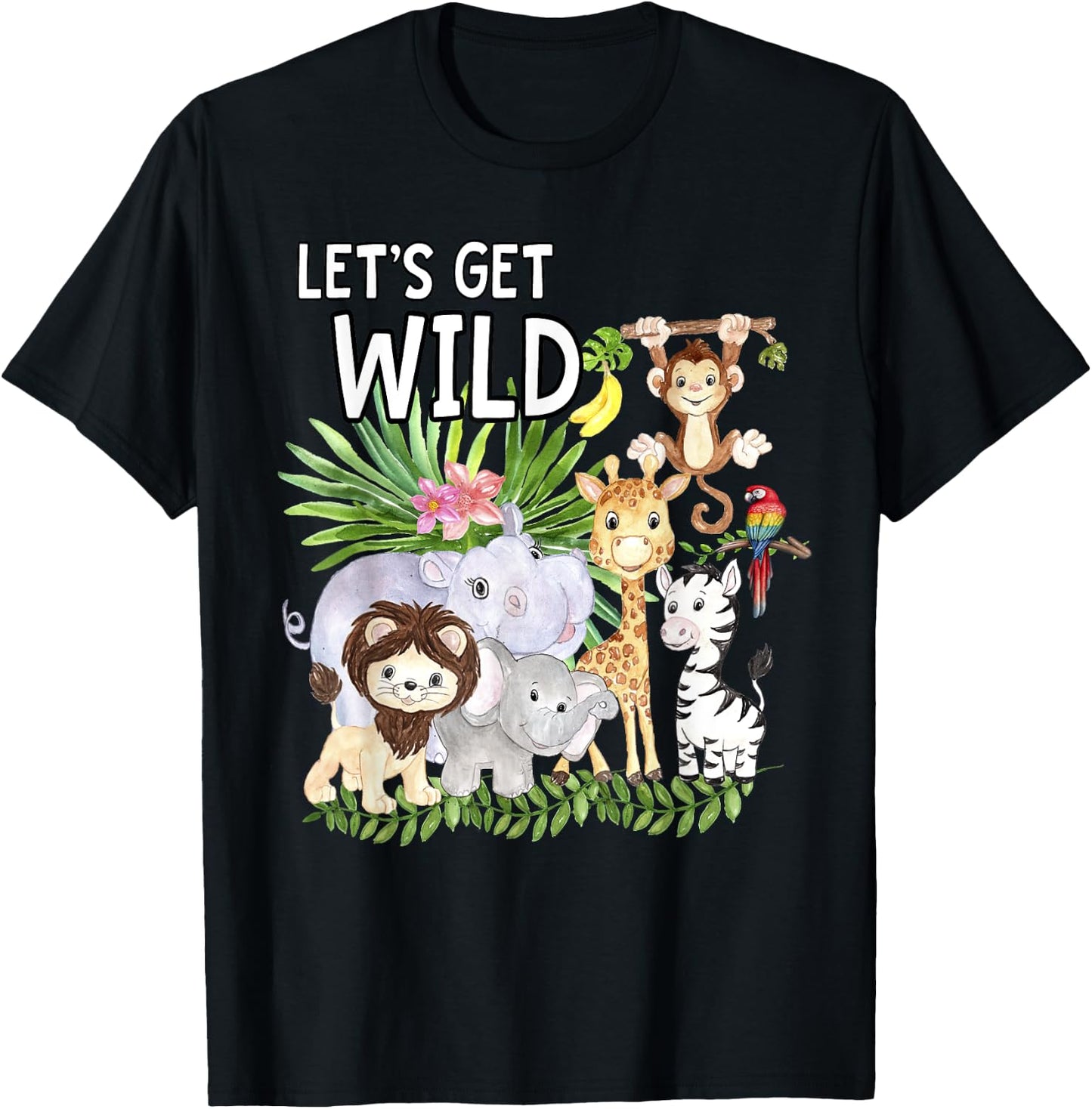 Let's Get Wild Zoo Animals Safari Party A Day At The Zoo T-Shirt - T-Shirt | Black