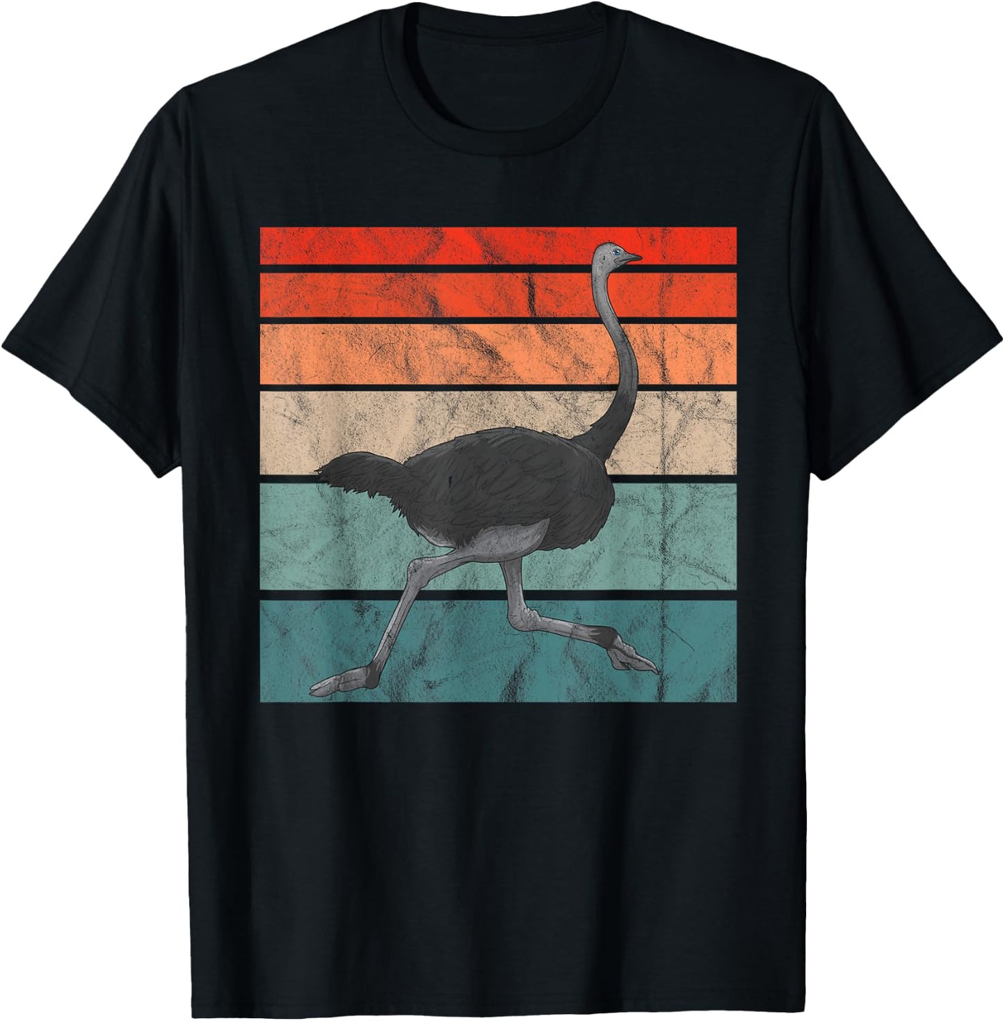 Vintage Ostrich Bird Retro Africa T-Shirt - T-Shirt | Black