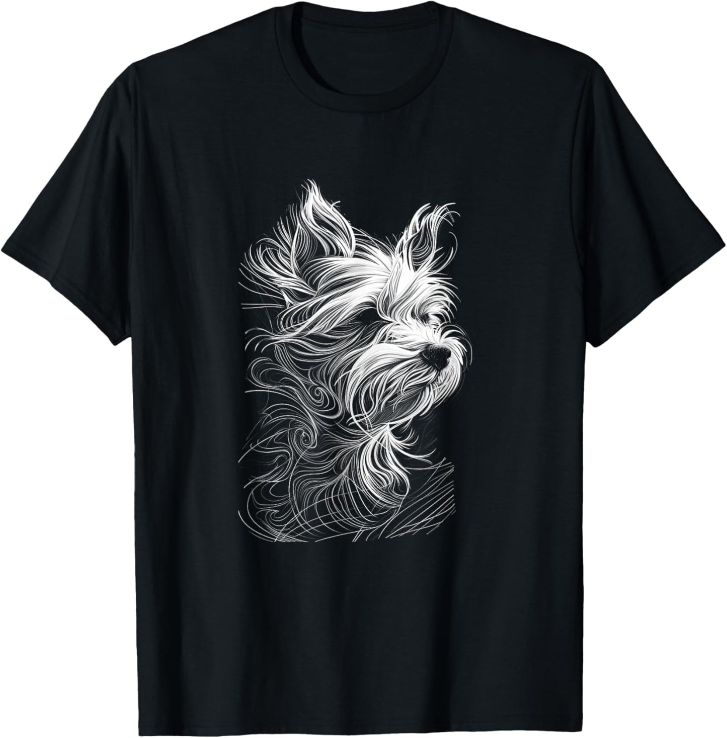 Fun Yorkshire Terrier Dog Lover Simple Sketch Yorkie T-Shirt - T-Shirt | Black