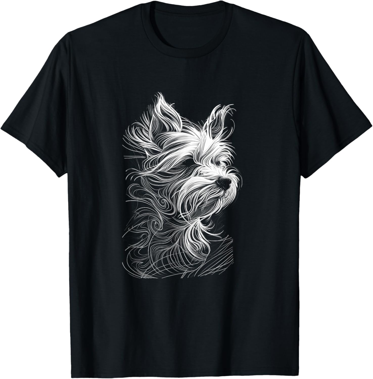 Fun Yorkshire Terrier Dog Lover Simple Sketch Yorkie T-Shirt - T-Shirt | Black