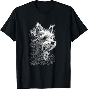 Fun Yorkshire Terrier Dog Lover Simple Sketch Yorkie T-Shirt - T-Shirt | Black