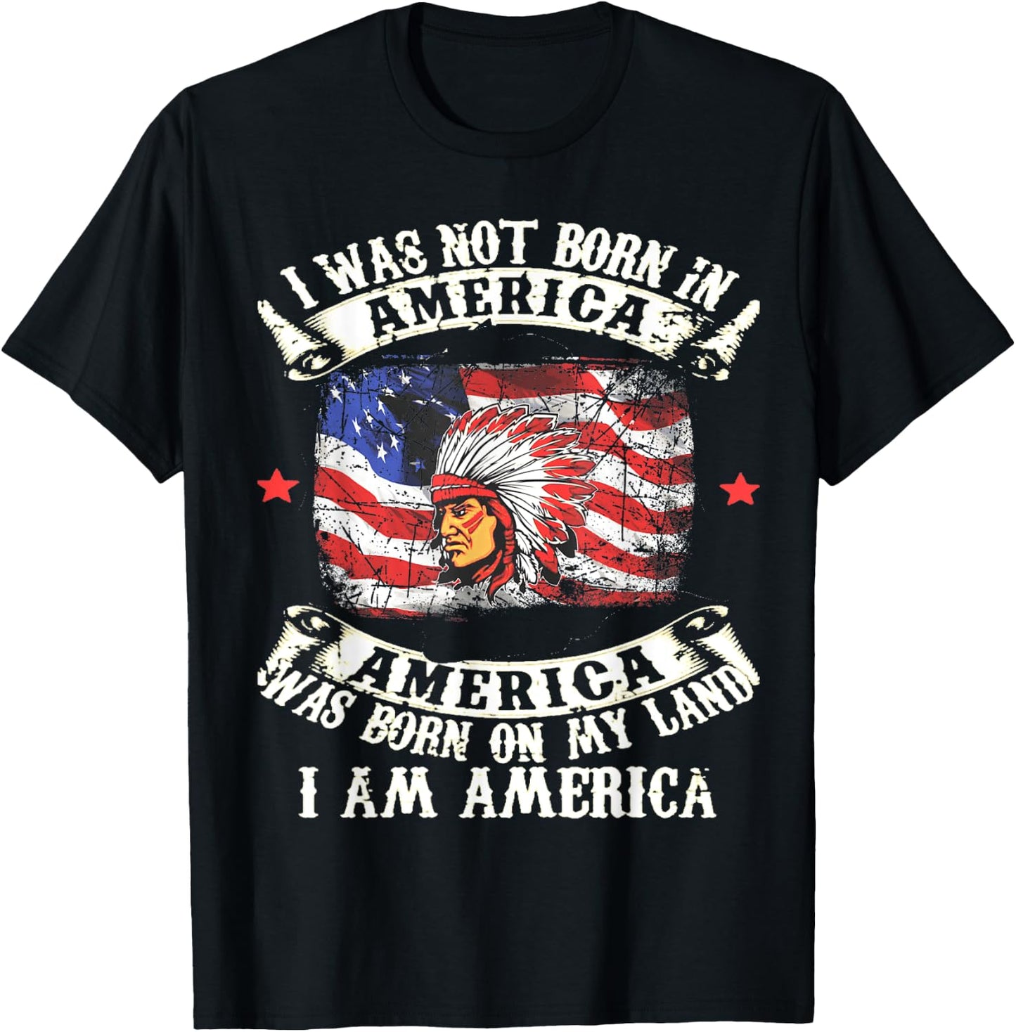 I Was Not Born In America Was Born On My Land Native Gift T-Shirt - T-Shirt | Black