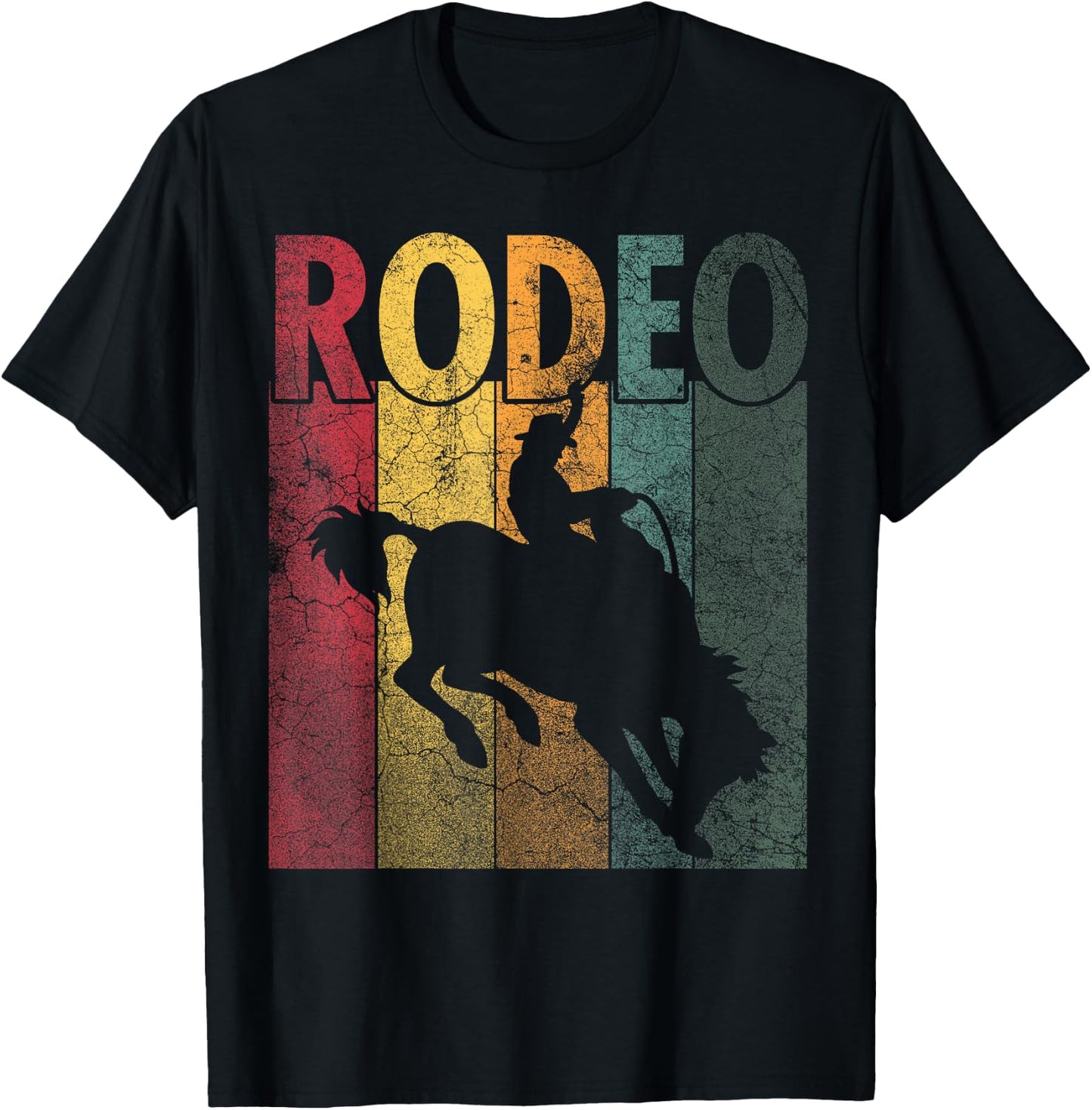Rodeo Retro Style Cowboy Horse Riding Vintage Men Women T-Shirt - T-Shirt | Black