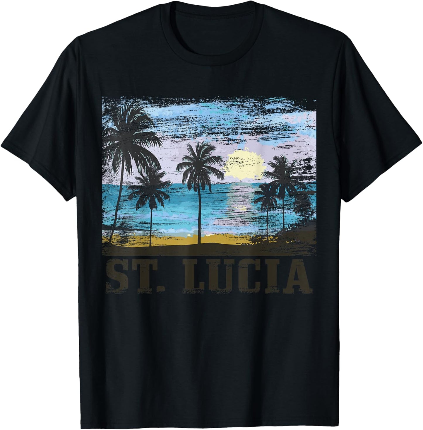 Saint Lucia Vintage Surfer Caribbean Saint Lucia Souvenir T-Shirt - T-Shirt | Black